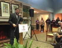 Dr. Bill Thomas speaks at the Sunday dedication of Woodland Park.