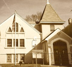 The playground where this story took place is behind the Silver Lake Baptist Church (as it used to look) in Belleville, New Jersey.