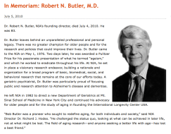 In Memoriam page at the National Institute on Aging